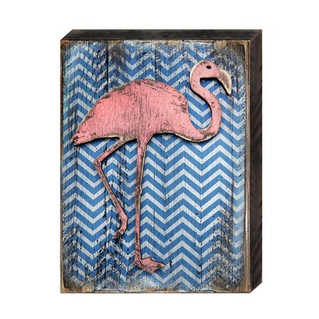 DESIGNOCRACY Coastal Flamingo Art on Board Wall Decor 9854418